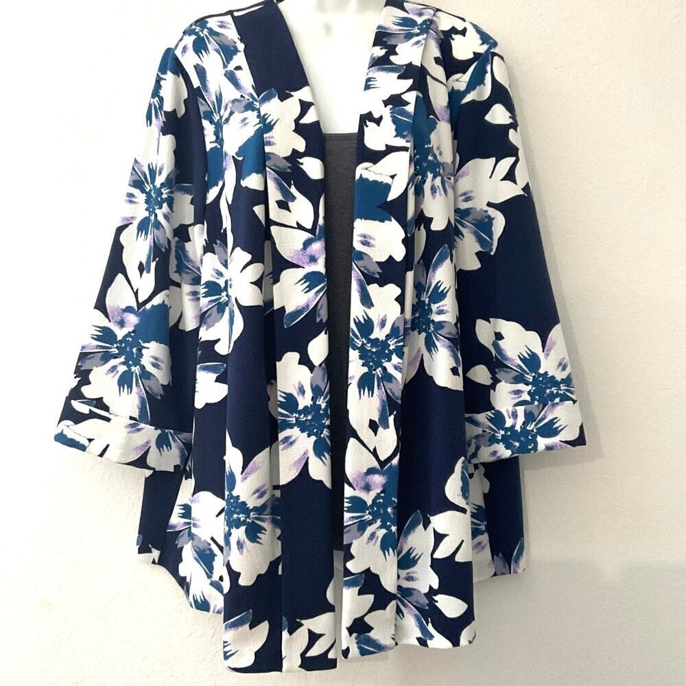SIMPLY EMMA VINTAGE  FLORAL OPEN FRONT CARDIGAN